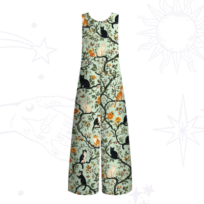 Purplehecate Enchanted Cat Grove Wide Leg Jumpsuit