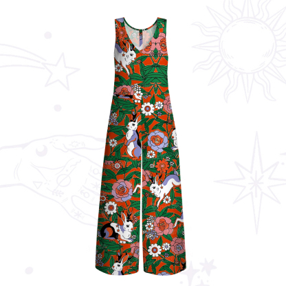 Purplehecate Mystic Blossom Bunny Garden Wide Leg Jumpsuit