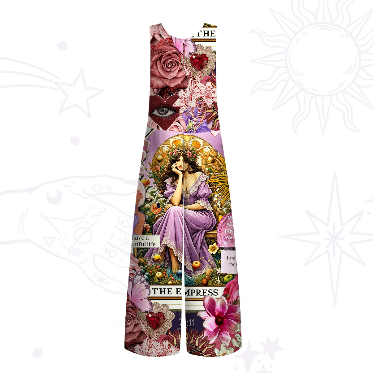 Purplehecate Divine Empress Tarot Collage Wide Leg Jumpsuit