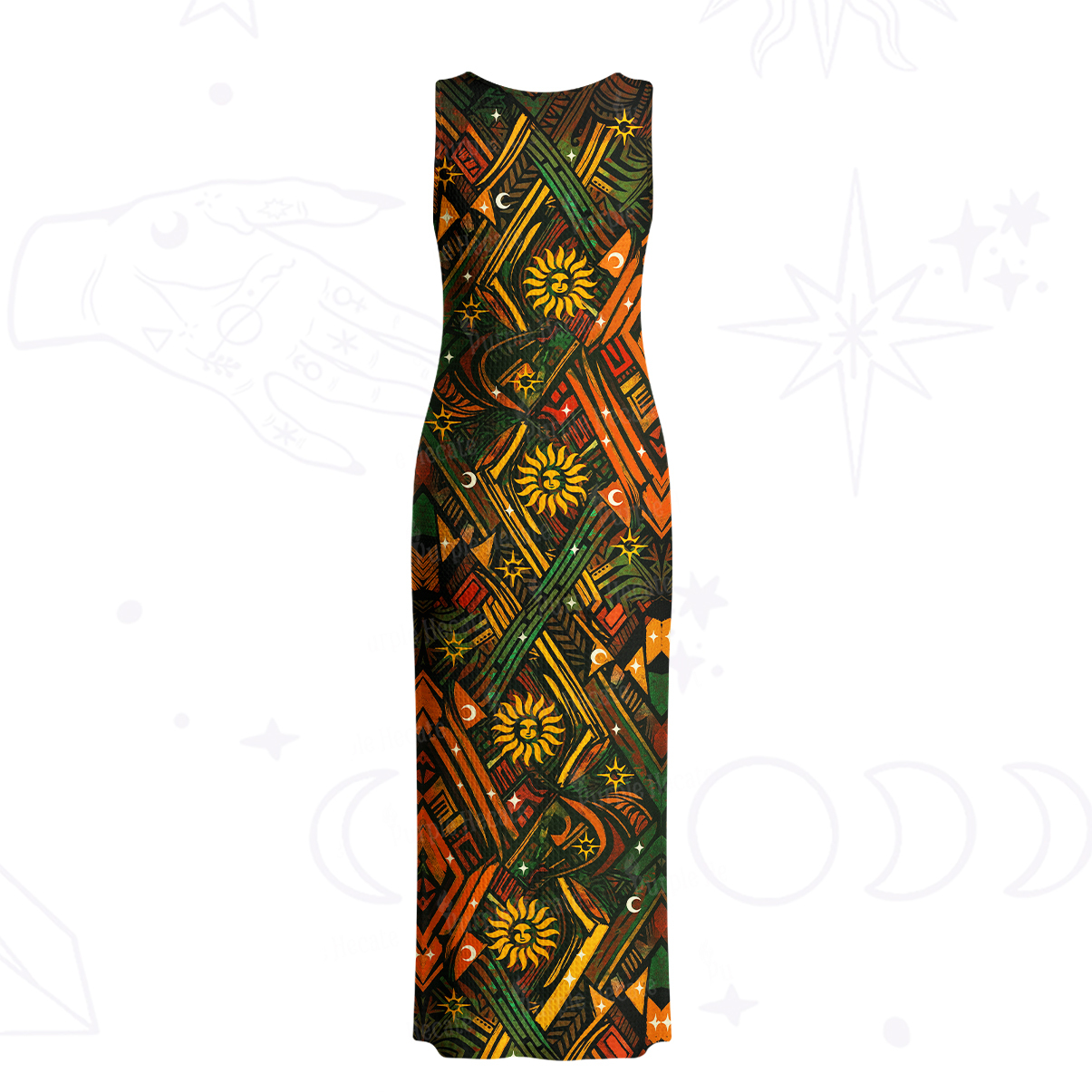 Purplehecate Boho Tribal Sun Crochet Knit Maxi Dress