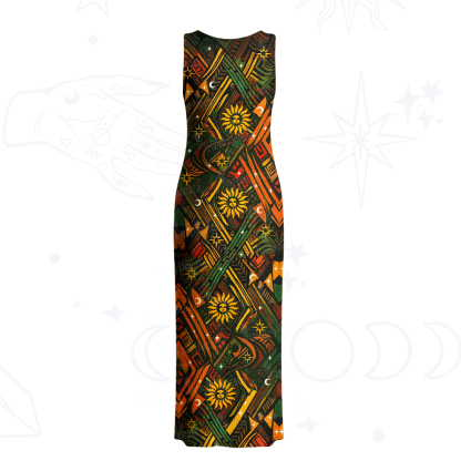 Purplehecate Boho Tribal Sun Crochet Knit Maxi Dress
