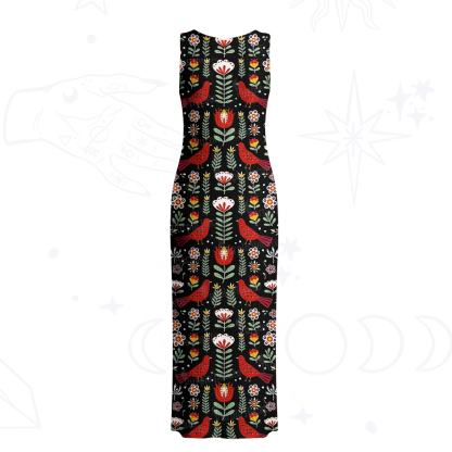 Purplehecate Mystic Forest Bird Crochet Knit Maxi Dress