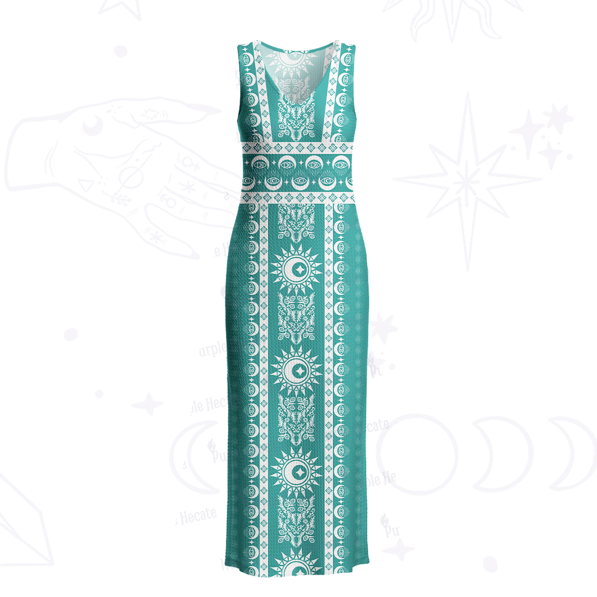 Purplehecate Visionary Sun Crochet Knit Maxi Dress