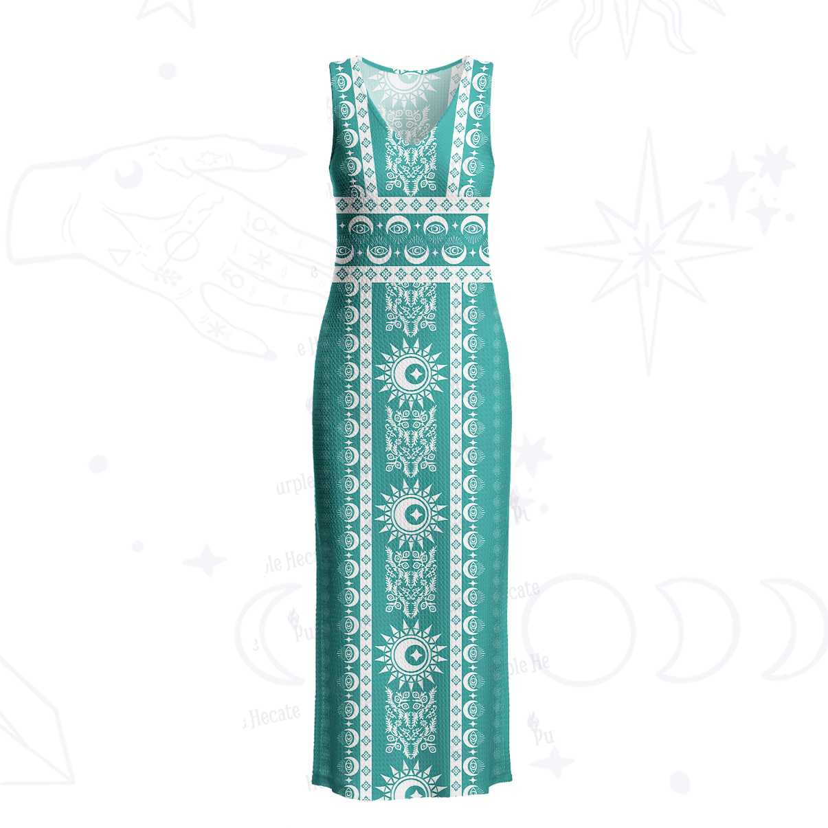 Purplehecate Visionary Sun Crochet Knit Maxi Dress