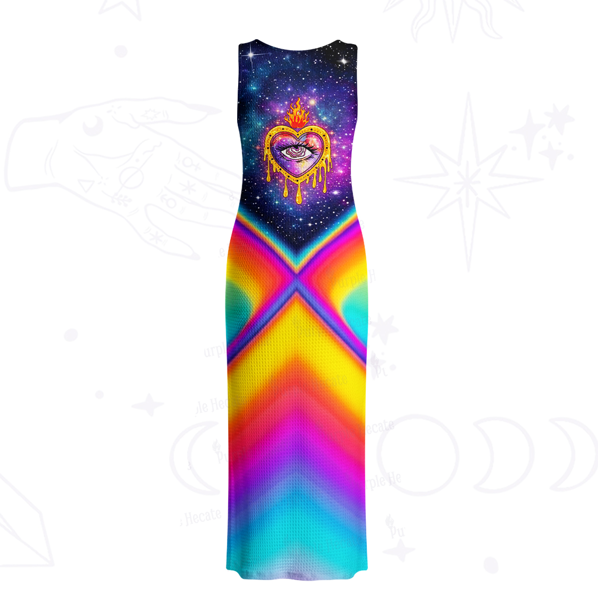 Purplehecate Sacred Flame of Love Crochet Knit Maxi Dress