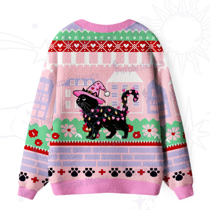 Purplehecate Cute Valentine Cat Ugly Cardigan Sweaters