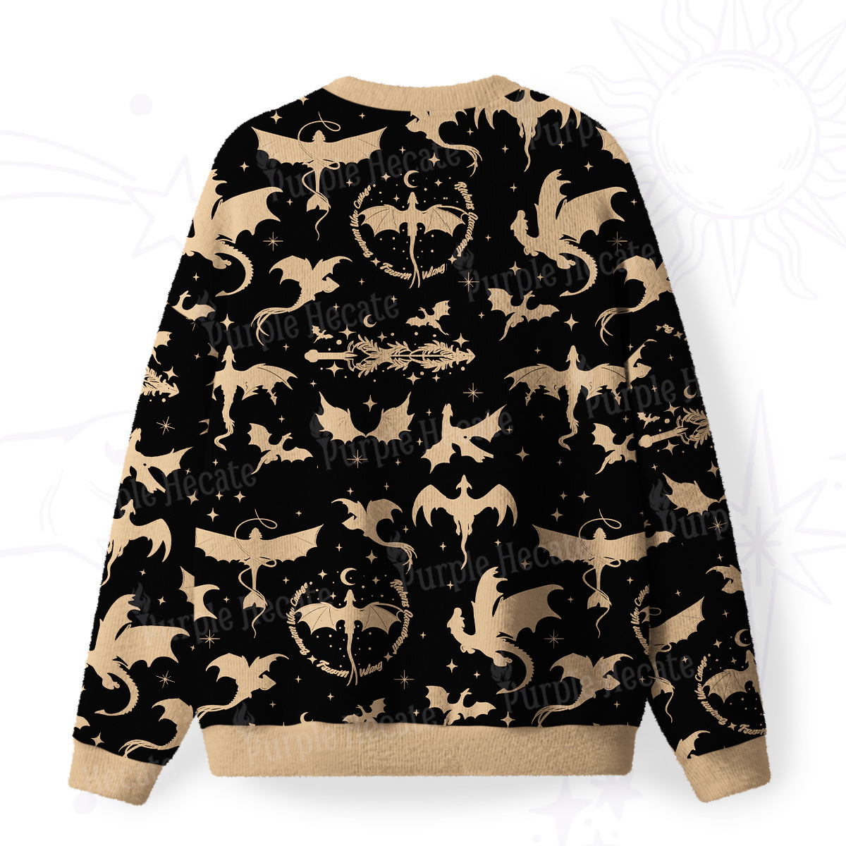 Purplehecate Fantasy Dragon Allover Fuzzy Ugly Sweatshirt