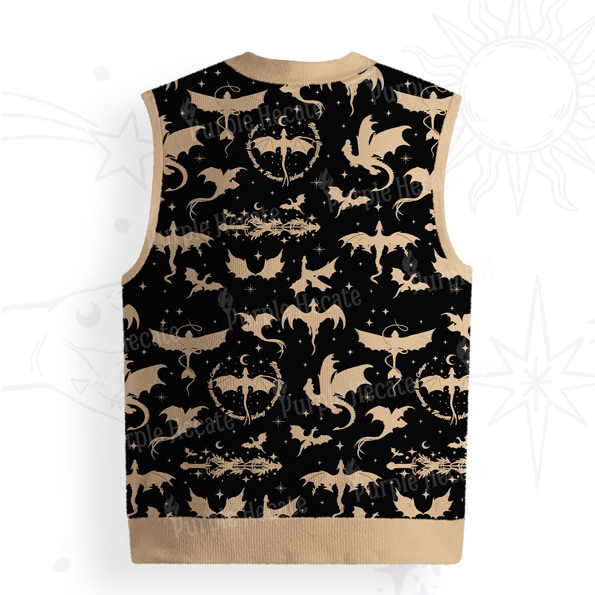 Purplehecate Fantasy Dragon Allover Ugly Sweater Vest