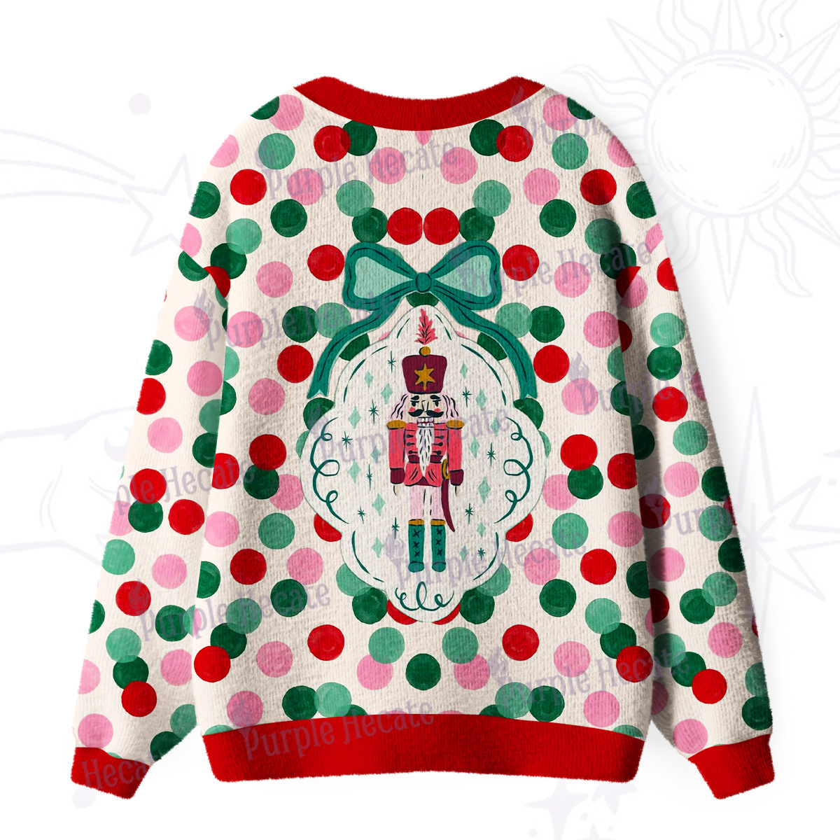 Purplehecate Candy Dot Nutcracker Christmas Ugly Cardigan Sweaters