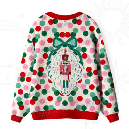 Purplehecate Candy Dot Nutcracker Christmas Ugly Cardigan Sweaters
