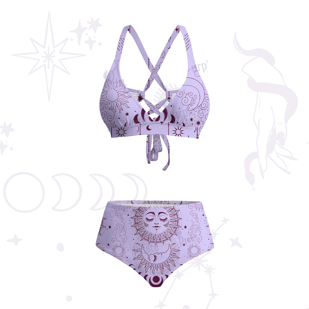 Purplehecate Lunar Eclipse Crisscross Tie-Back Bikini Set