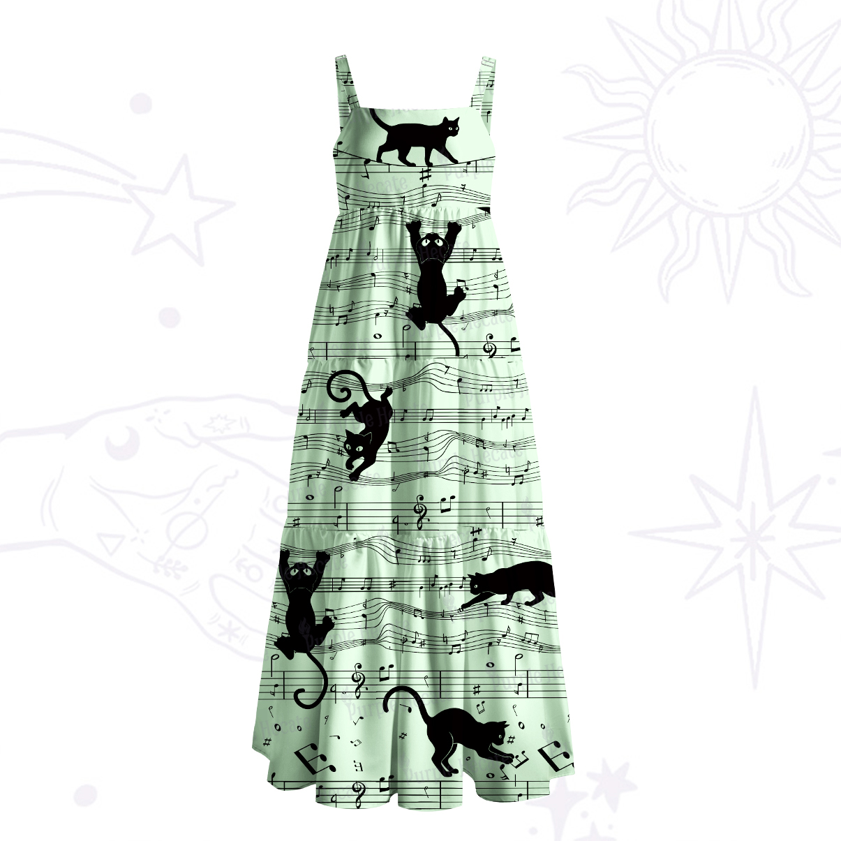 Purplehecate Catwalk Notes Strappy Wide Straps Maxi Dress