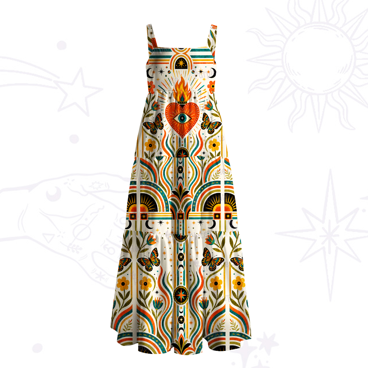 Purplehecate Blazing Eye of the Soul Wide Straps Maxi Dress