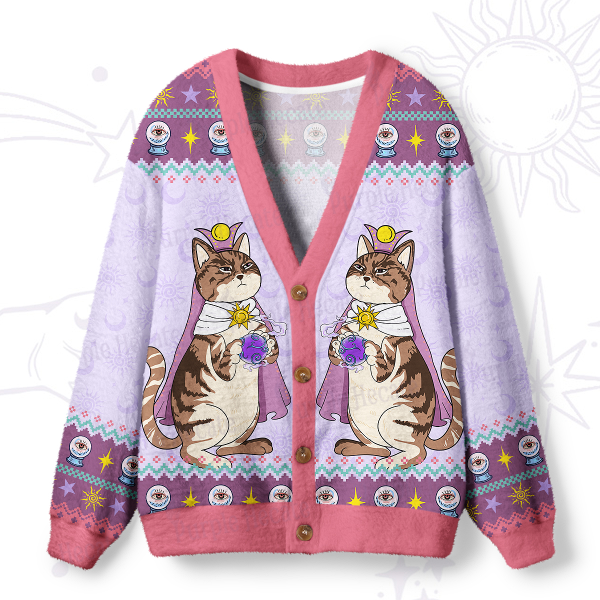 Purplehecate The High Priestess Cat Tarot Ugly Cardigan Sweaters