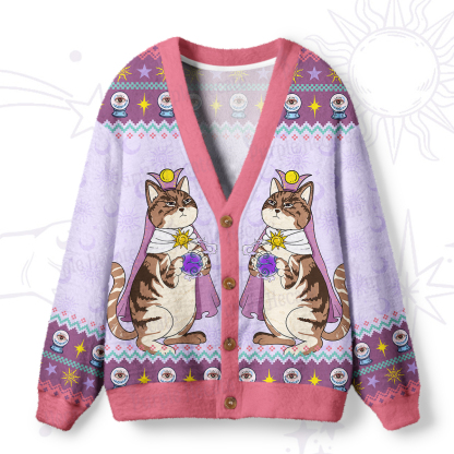 Purplehecate The High Priestess Cat Tarot Ugly Cardigan Sweaters