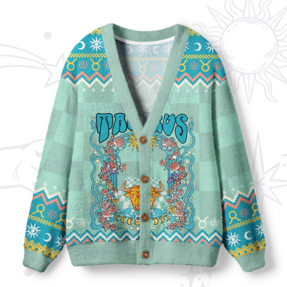 Purplehecate Taurus Spirit Zodiac Ugly Cardigan Sweaters