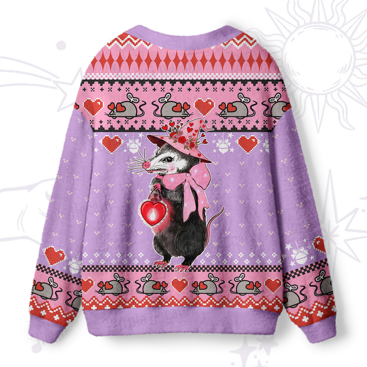Purplehecate Funny Love Opossum Ugly Cardigan Sweaters
