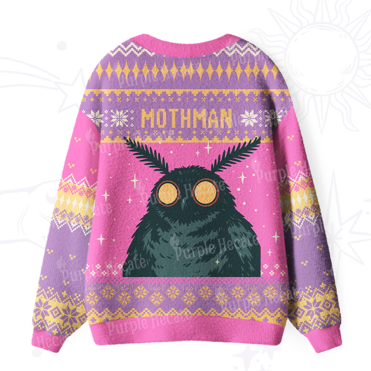 Purplehecate Mothman Eating Soup Ugly Cardigan Sweaters