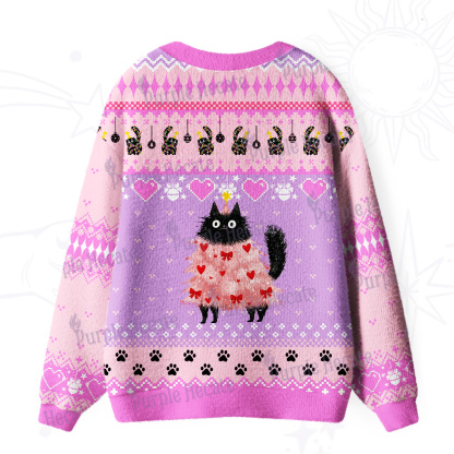PurplehecateFunny Black Cat in Tree Ugly Cardigan Sweaters
