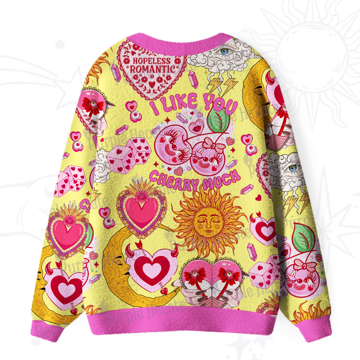 Purplehecate Hopeless Romantic Love Doodle Ugly Cardigan Sweaters