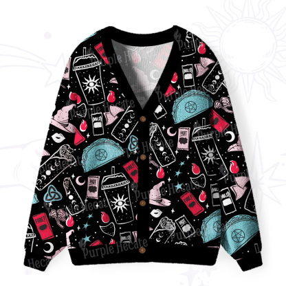 Purplehecate Dark Magic and Mystical Charm Ugly Cardigan Sweaters
