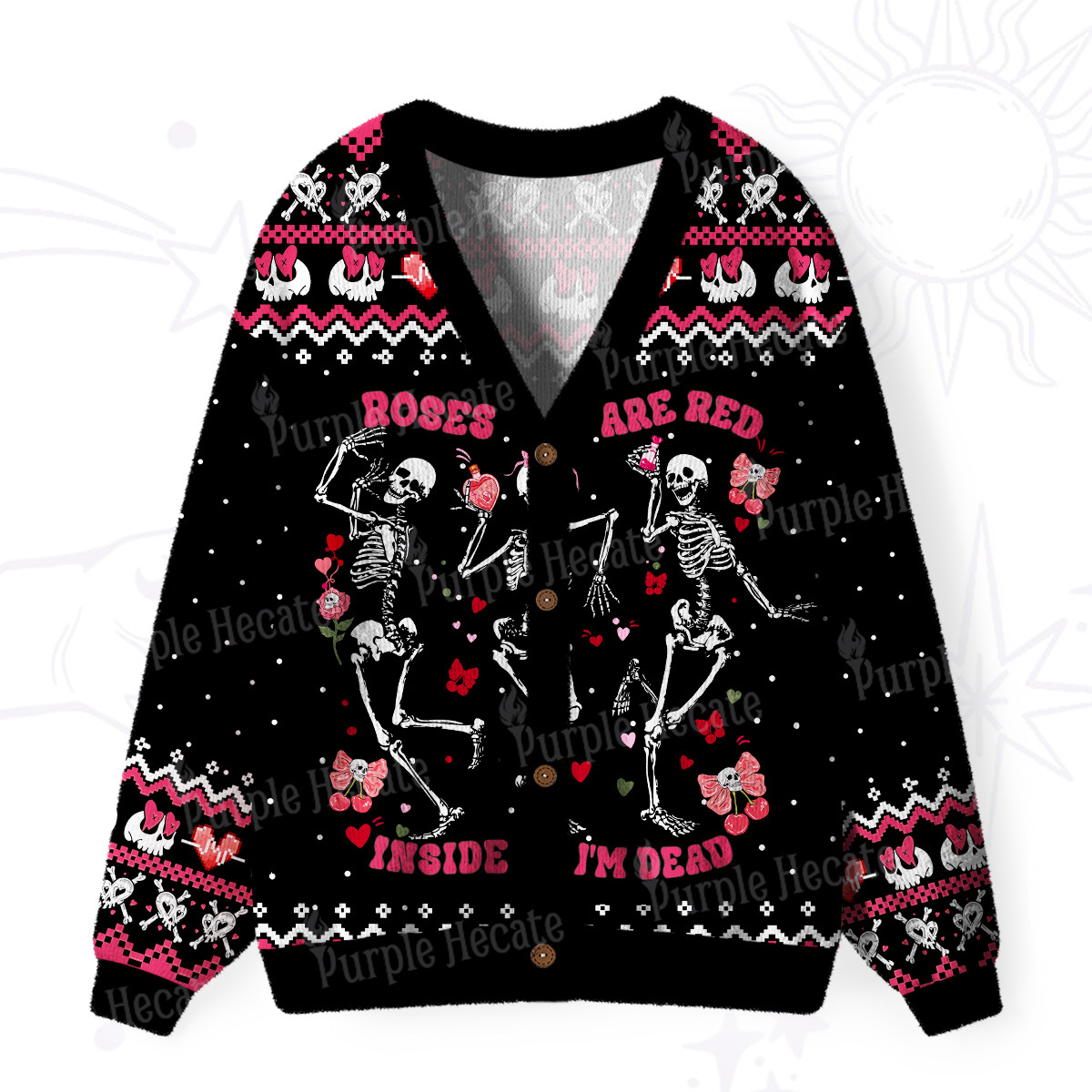 Purplehecate Purplehecate Roses Are Red Inside I'm Dead Ugly Cardigan Sweaters