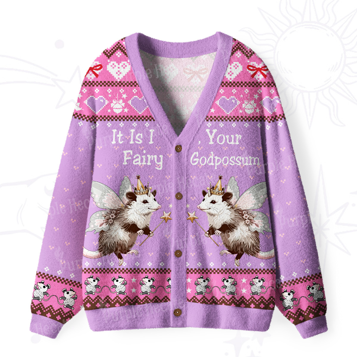 Purplehecate It Is I Your Fairy Godpossum Ugly Cardigan Sweaters