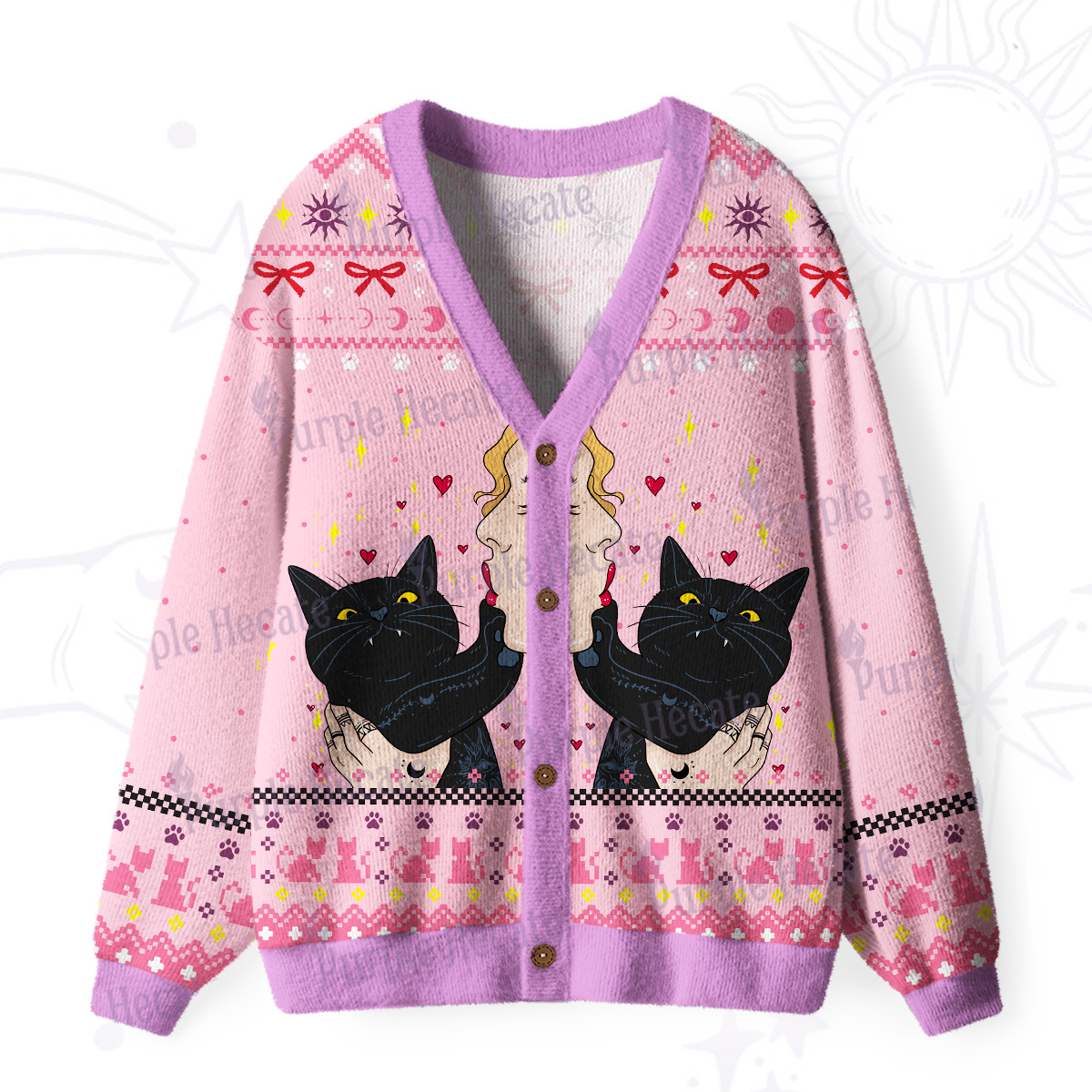 Purplehecate The Lovers Cat Ugly Cardigan Sweaters