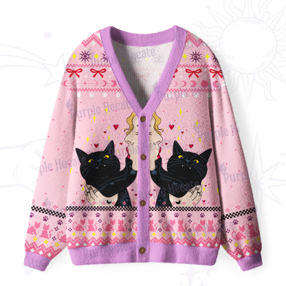 Purplehecate The Lovers Cat  Ugly Cardigan Sweaters