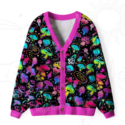 Purplehecate Psychedelic Mushroom Rave Ugly Cardigan Sweaters