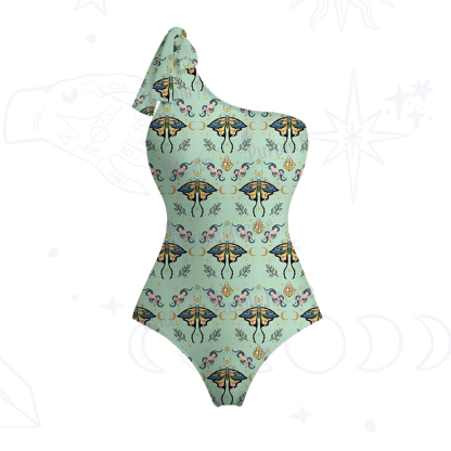 Purplehecate Mystical Moth One-Shoulder One-Piece Swimsuit