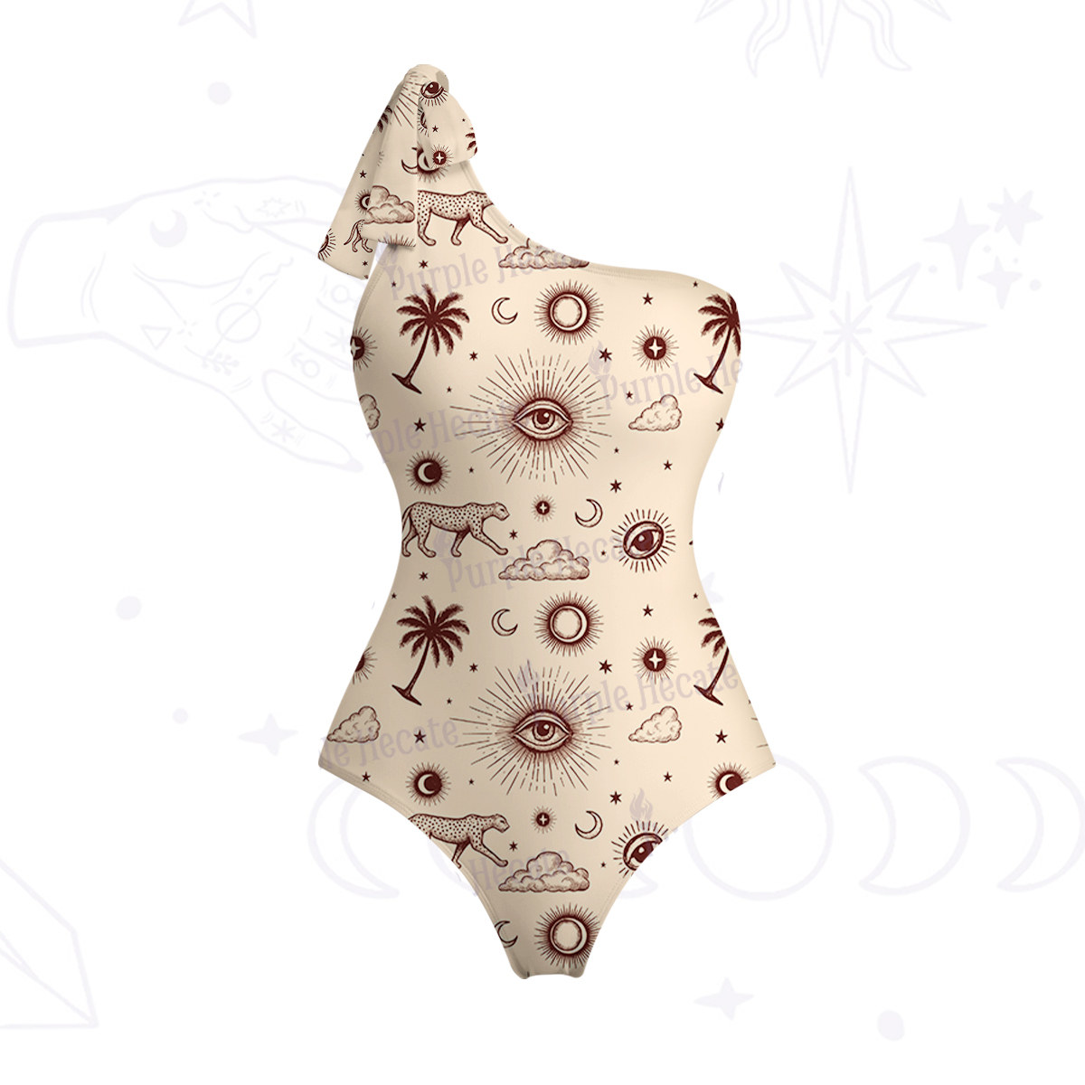 Purplehecate Eye of the Universe One-Shoulder One-Piece Swimsuit