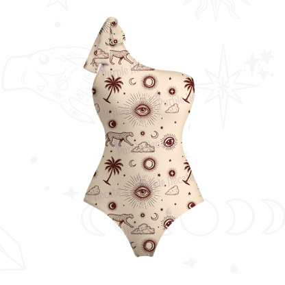 Purplehecate Eye of the Universe One-Shoulder One-Piece Swimsuit