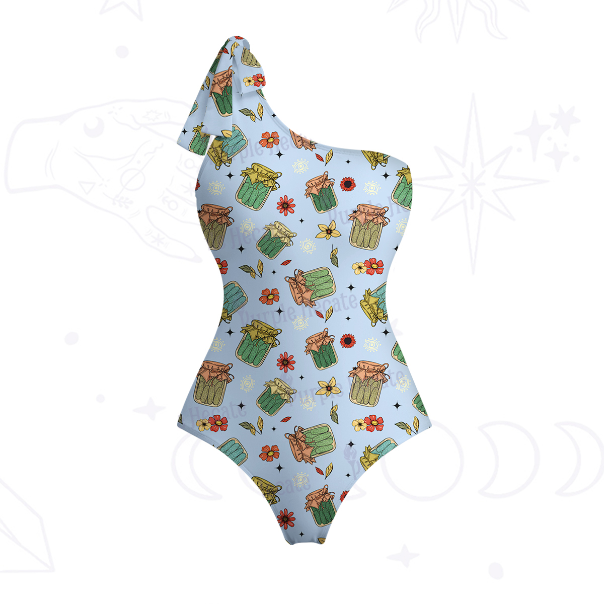 Purplehecate The Pickles One-Shoulder One-Piece Swimsuit