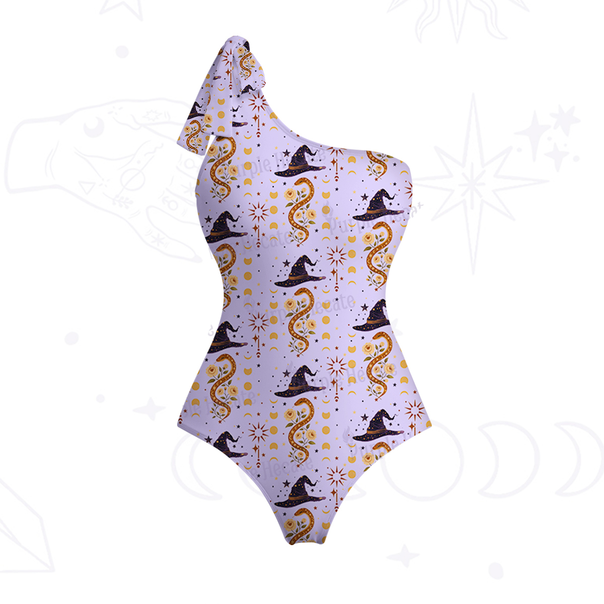 Purplehecate Witch's Enchantment One-Shoulder One-Piece Swimsuit