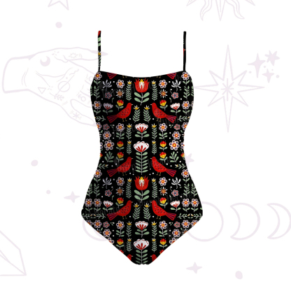 Purplehecate Mystic Forest Bird Slim-Strap Swimsuit