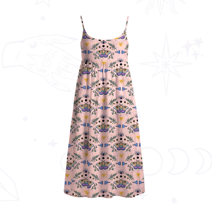 Purplehecate Luna Moth Witch Spaghetti Strap Midi Dress