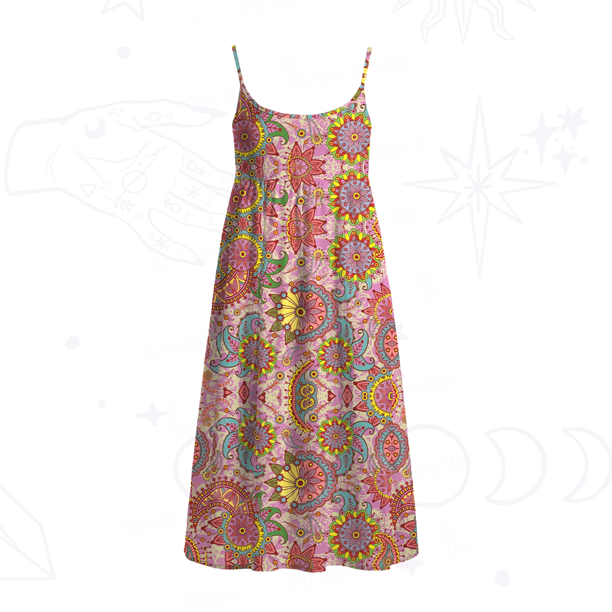 Purplehecate Mandala Dream Spaghetti Strap Midi Dress