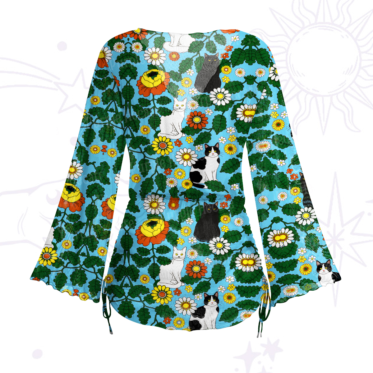 Purplehecate Daisy Cat  Garden Mesh Cover Up Dress