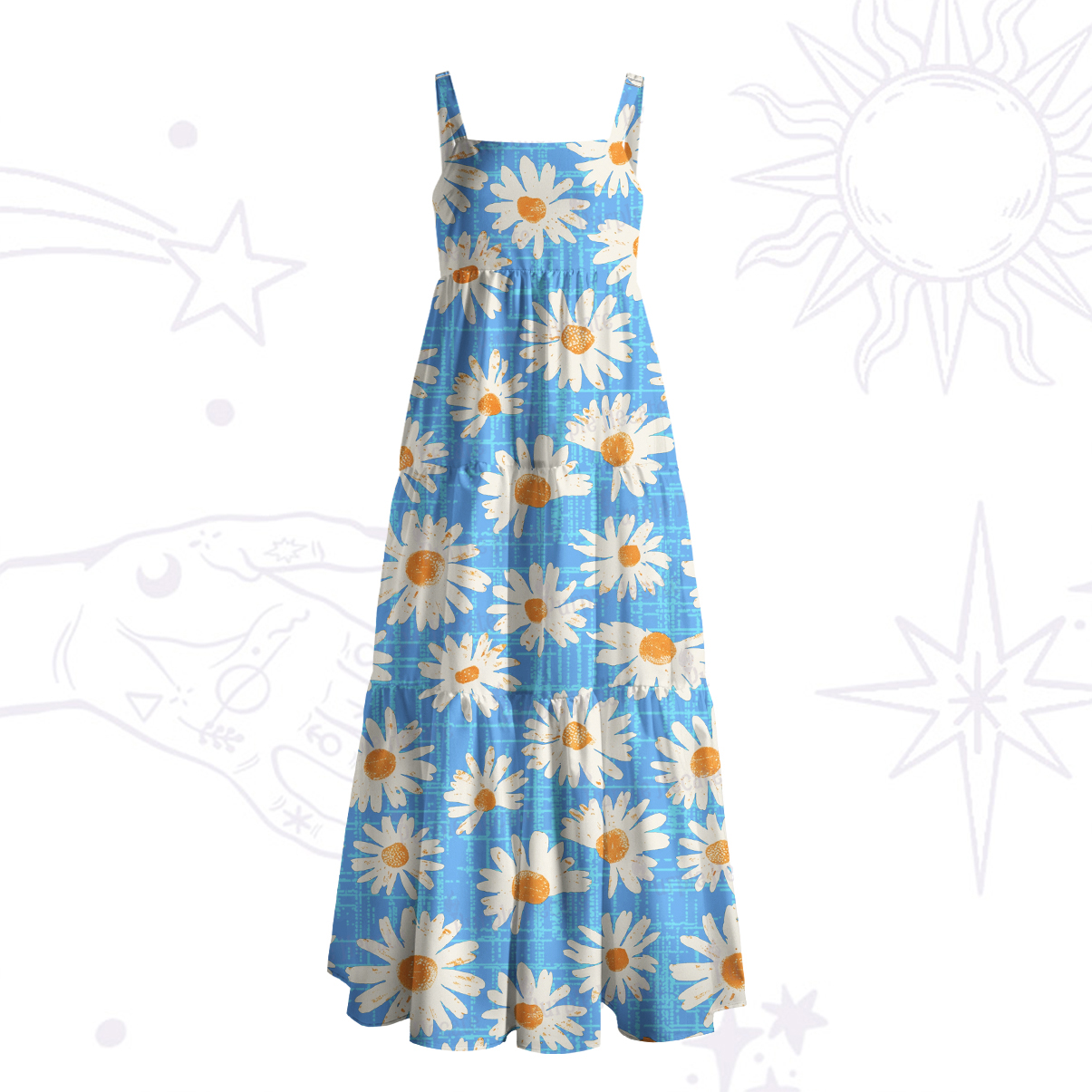 Purplehecate Daisy Daydream Wide Straps Maxi Dress