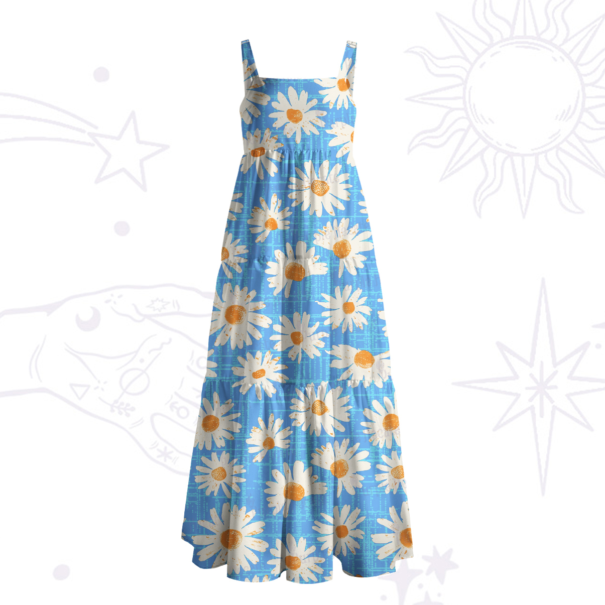 Purplehecate Daisy Daydream Wide Straps Maxi Dress
