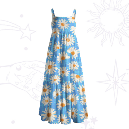 Purplehecate Daisy Daydream Wide Straps Maxi Dress