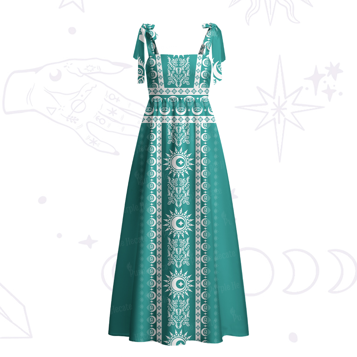 Purplehecate Visionary Sun Tie Shoulder Maxi Dress