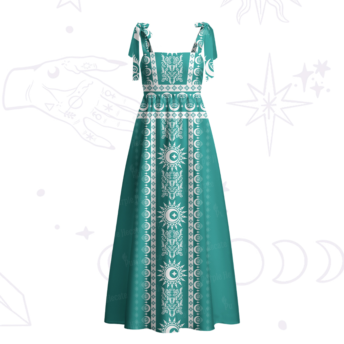 Purplehecate Visionary Sun Tie Shoulder Maxi Dress