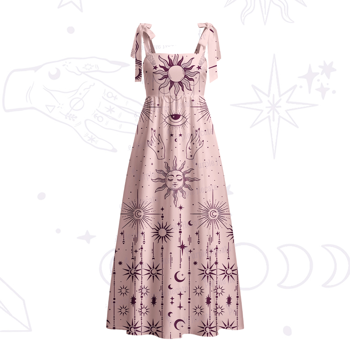 Purplehecate Solar Oracle Tie Shoulder Maxi Dress