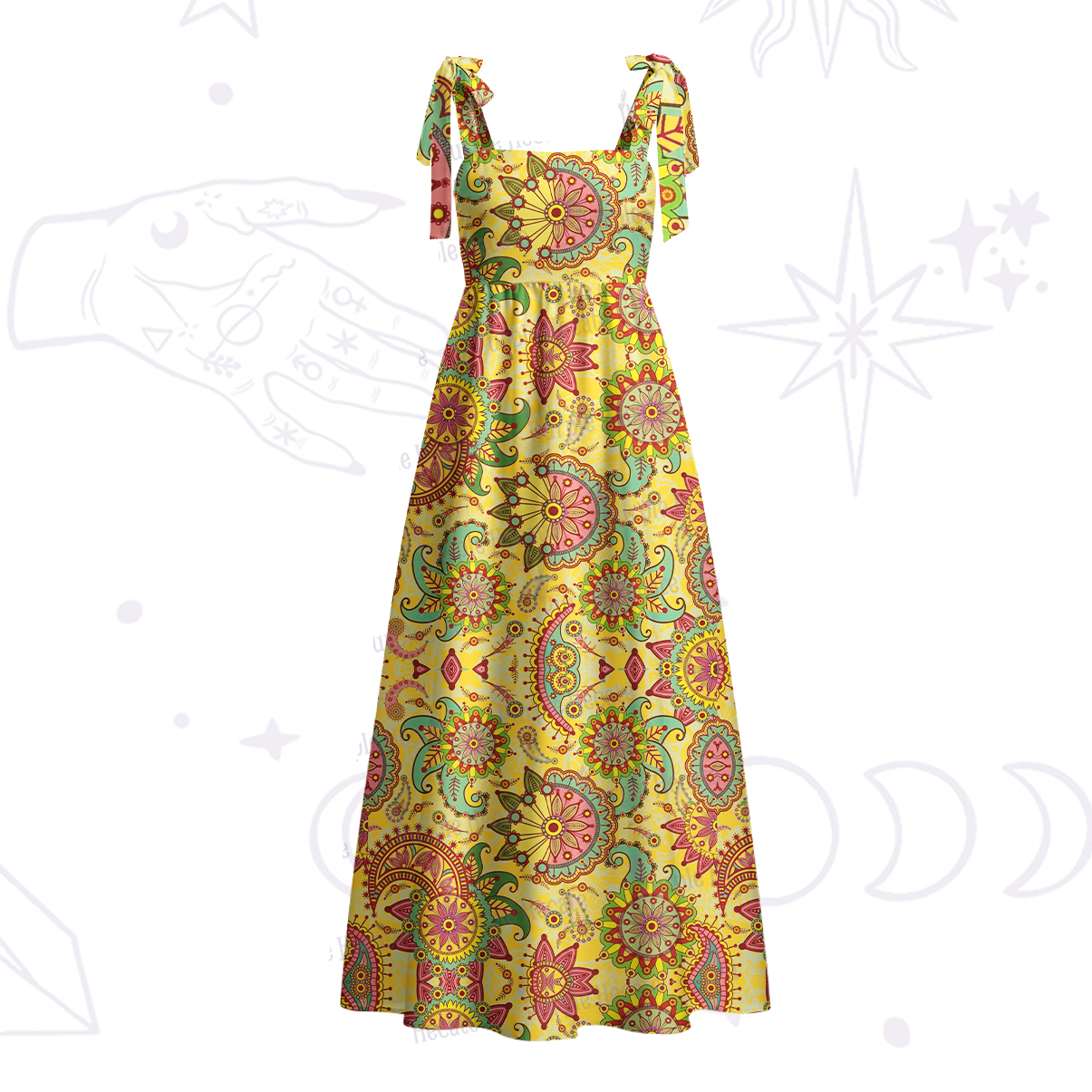 Purplehecate Mandala Dream Tie Shoulder Maxi Dress