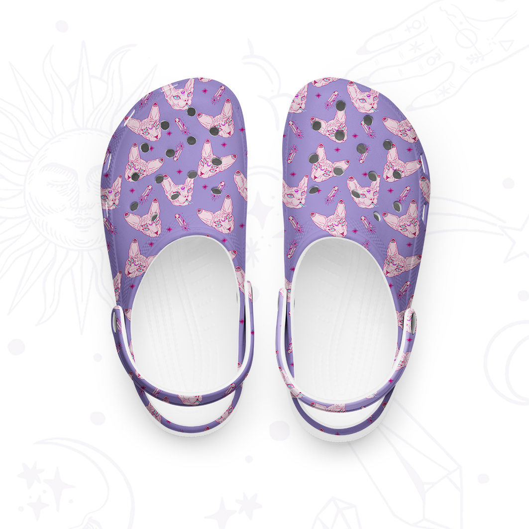 Purplehecate Mystical Sphynx Cat Rubber Clogs