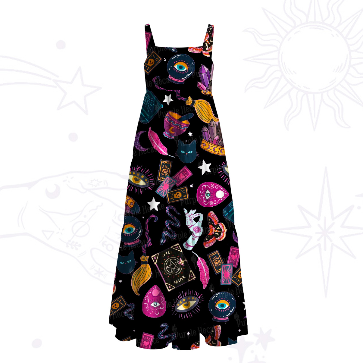 Purplehecate Secrets of the Starry Witch Wide Straps Maxi Dress