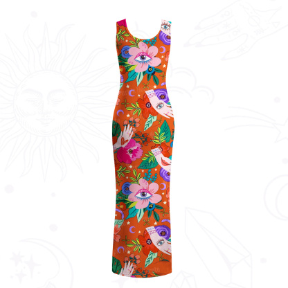 Purplehecate Eye of the Blossom Mesh Maxi Tank Beach Dress