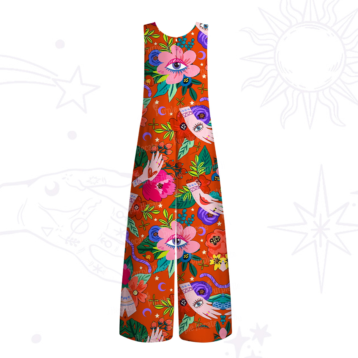 Purplehecate Eye of the Blossom Wide Leg Jumpsuit